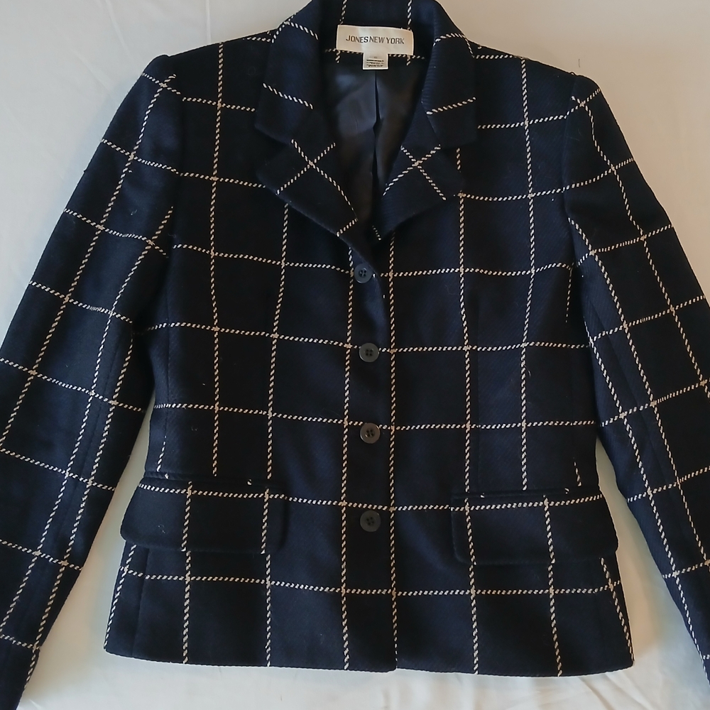Jones New York Blue Windowpane Blazer